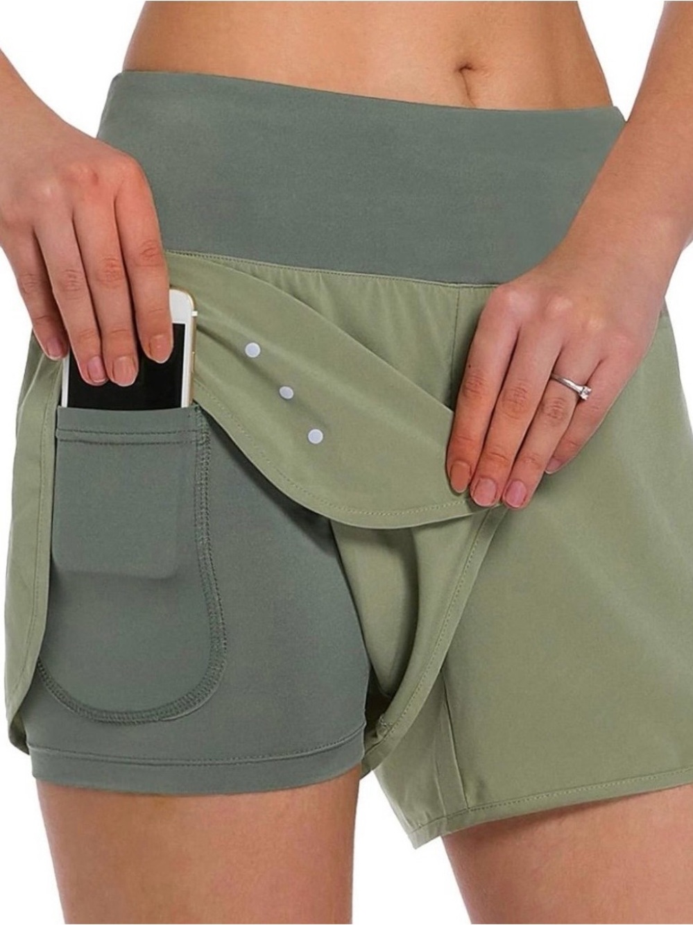 Ksmien Women's 2 in 1 Running Shorts - Lightweight Athletic Workout Gym Yoga XXL